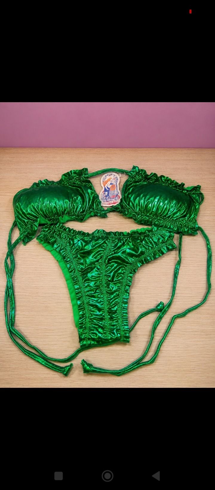Bikini fascia effetto metallizzato verde smeraldo da donna image 1