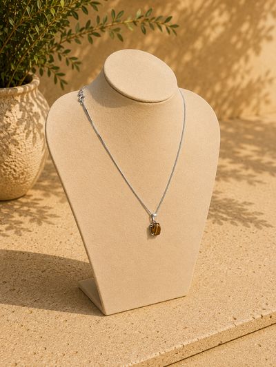 Vintage Sterling Silver Smoky Quartz Pendant Necklace | 18 Inch Chain | 3.7g | Minimalist Gemstone Jewellery