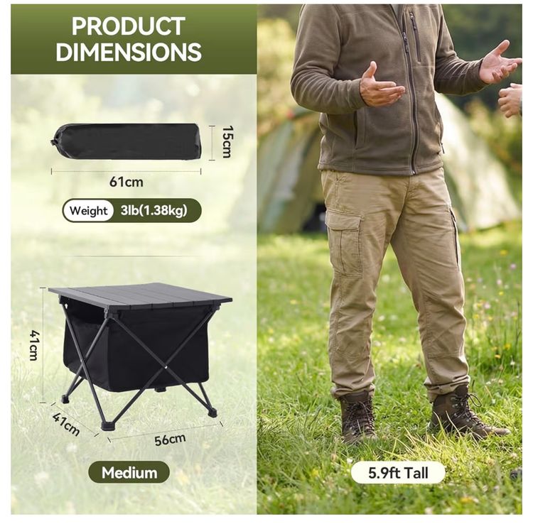Warmiehomy Portable Camping Table With Storage Bag image 4