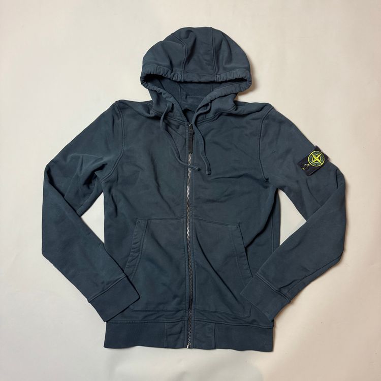 Stone Island Navy Zip Up Hoodie - Medium