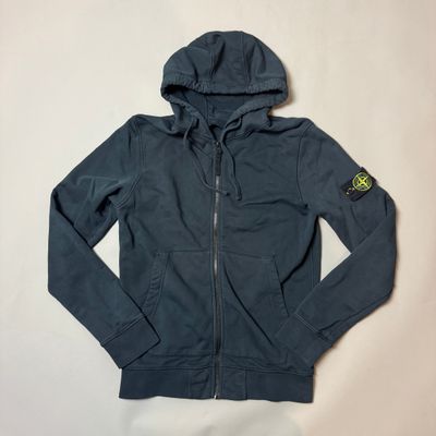 Stone Island Navy Zip Up Hoodie - Medium
