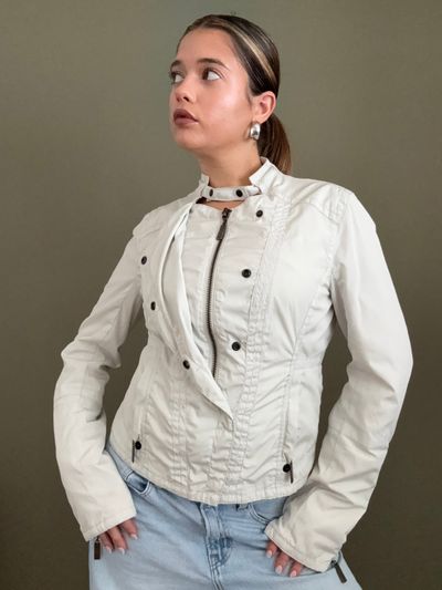 Firetrap Cream Biker Jacket (M) 10