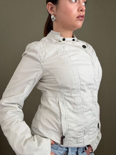 Firetrap Cream Biker Jacket (M) 3