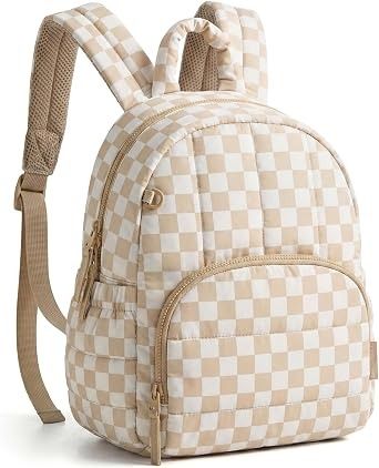 Beige Checkered Backpack image 1