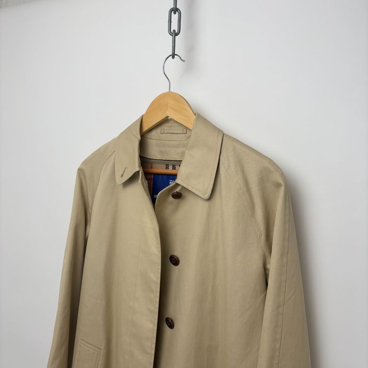 Burberry Cream Blue Label Vintage Nova Check Lined Mac Trench Coat image 6