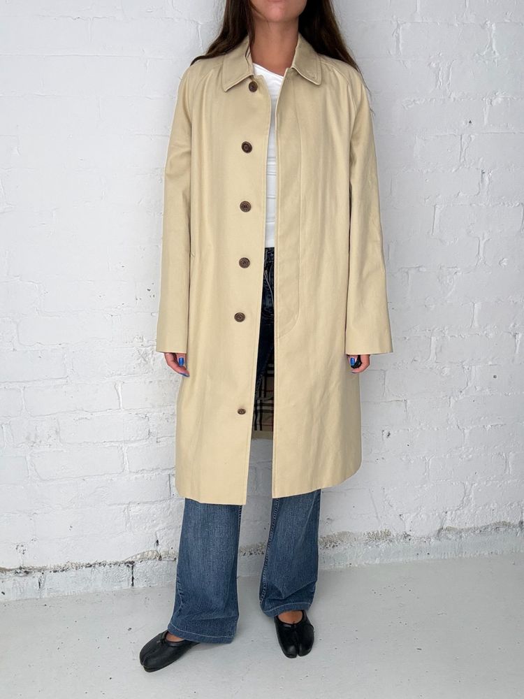 Burberry Cream Blue Label Vintage Nova Check Lined Mac Trench Coat image 1