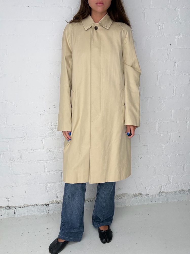 Burberry Cream Blue Label Vintage Nova Check Lined Mac Trench Coat image 4