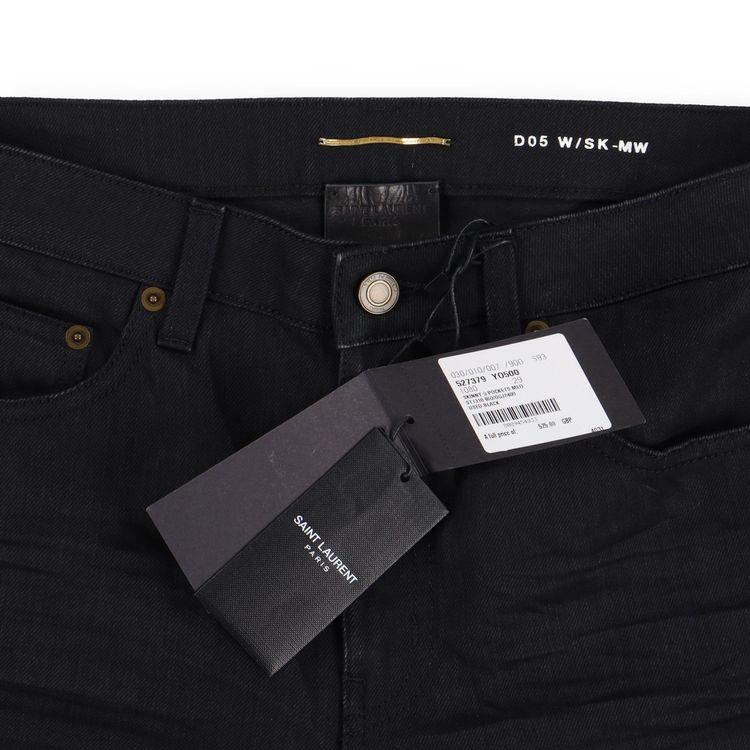 Saint Laurent Paris D05 Worn Black Creased Skinny Jeans image 2
