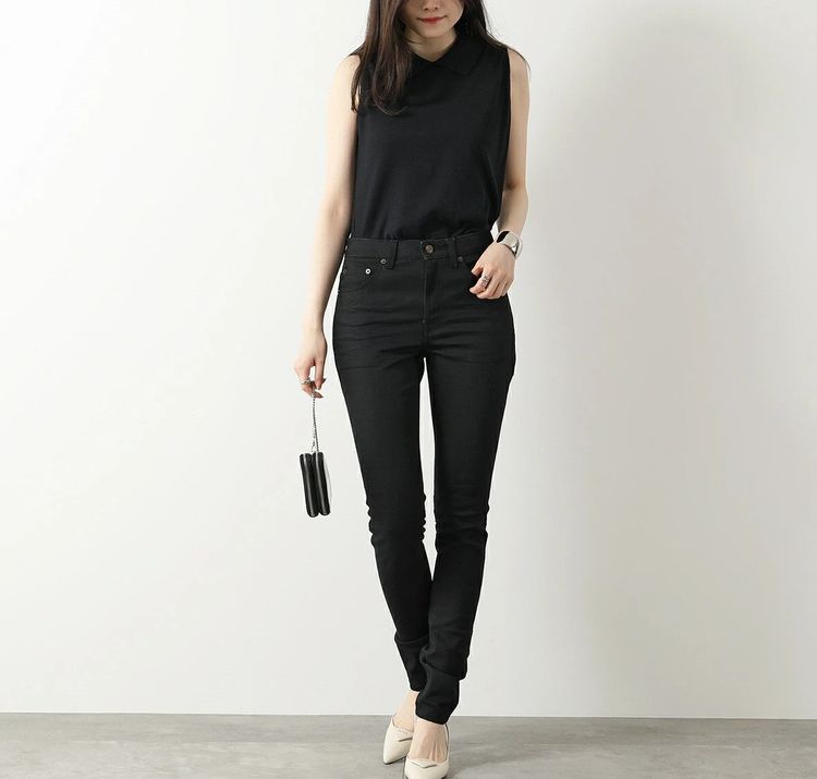 Saint Laurent Paris D05 Worn Black Creased Skinny Jeans image 4