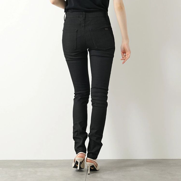 Saint Laurent Paris D05 Worn Black Creased Skinny Jeans image 7