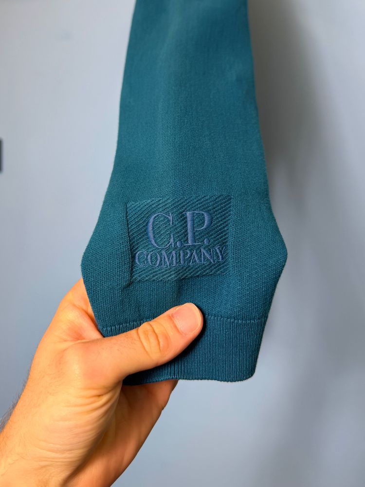 Immagine di BNWT Large C.P. Company Teal Blue Embroidered Logo Knit Sweatshirt Jumper 3
