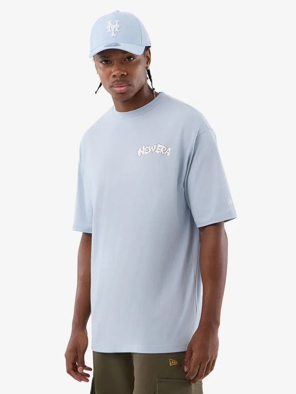 New Era Fun Graphic Oversized T-Shirt Sky Blue