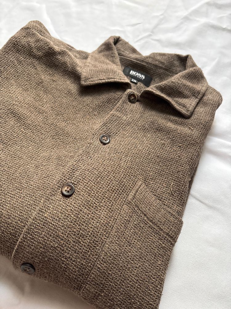 Boss Brown Textured Button-Up Shirt 2