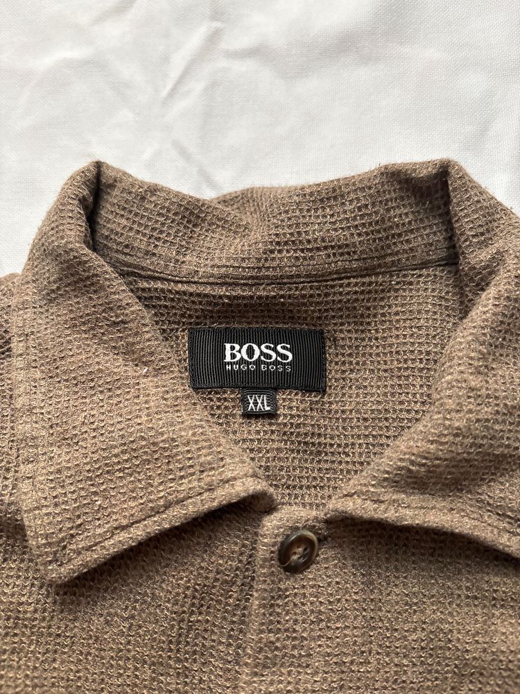 Boss Brown Textured Button-Up Shirt 3