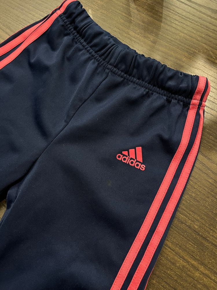 Adidas Kids Navy Blue Track Pants With Pink Stripes image 1