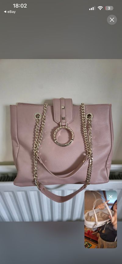 Versace Pink Handbag With Gold Chain Straps