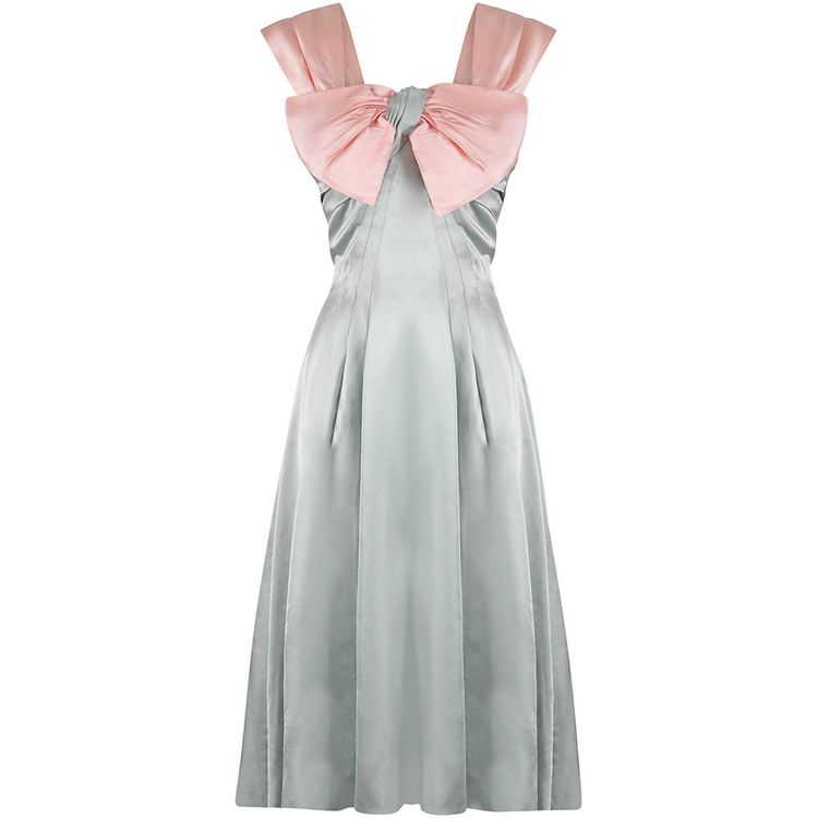 PLACEHOLDER ARCHIVE - 1950s Worth Demi Couture Silver Grey and Pale Pink Satin Dress product image