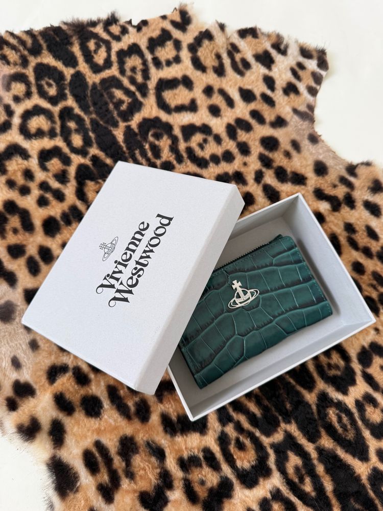 Vivienne Westwood Green Crocodile Pattern Wallet image 1