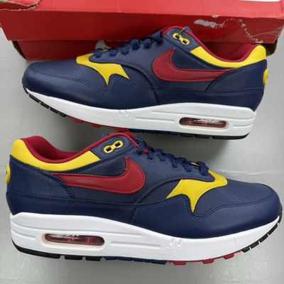 Size 8 - Nike Air Max 1 Snow Beach Obsidian Team Red Yellow Trainers 875844-403