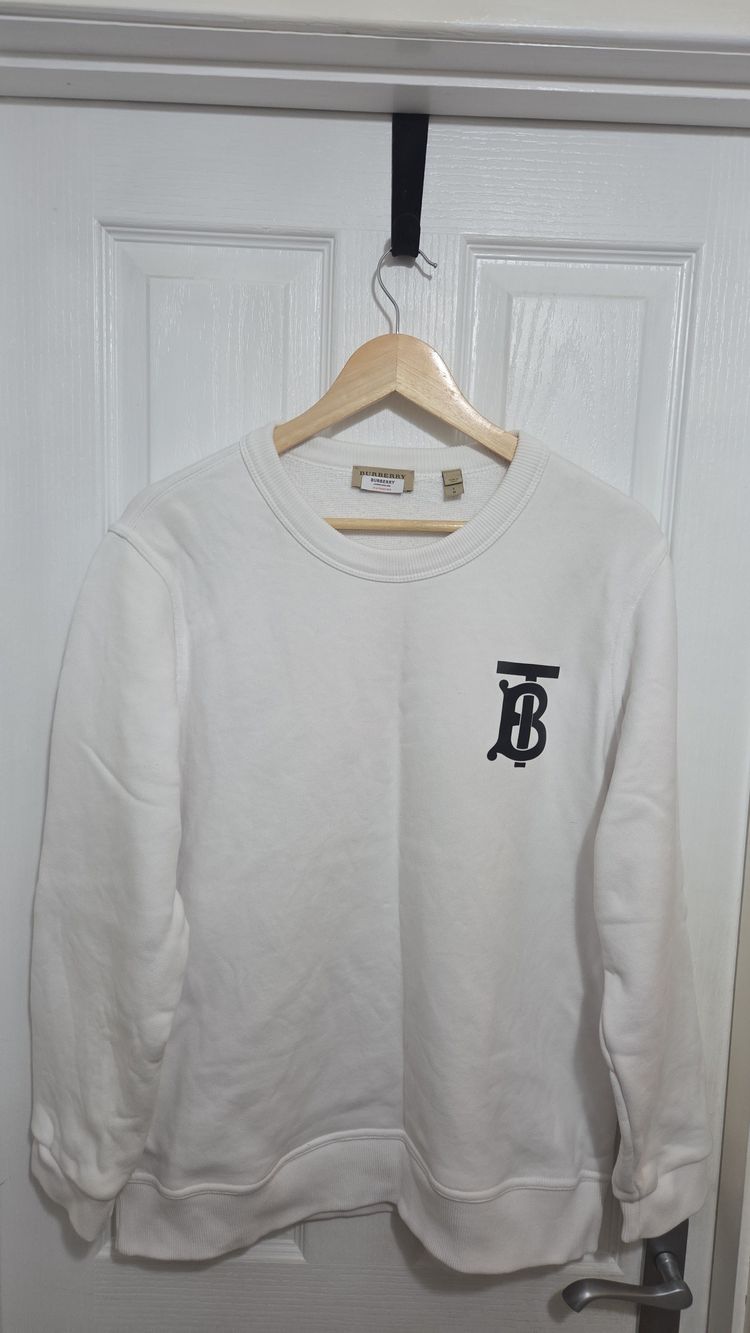 Burberry White TB Monogram Sweatshirt Mens Large image 1