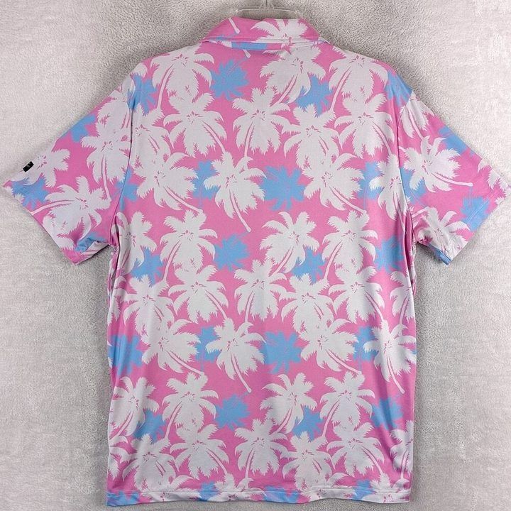 Sunday Sombrero Pink Palm Tree Print Polo Shirt image 1