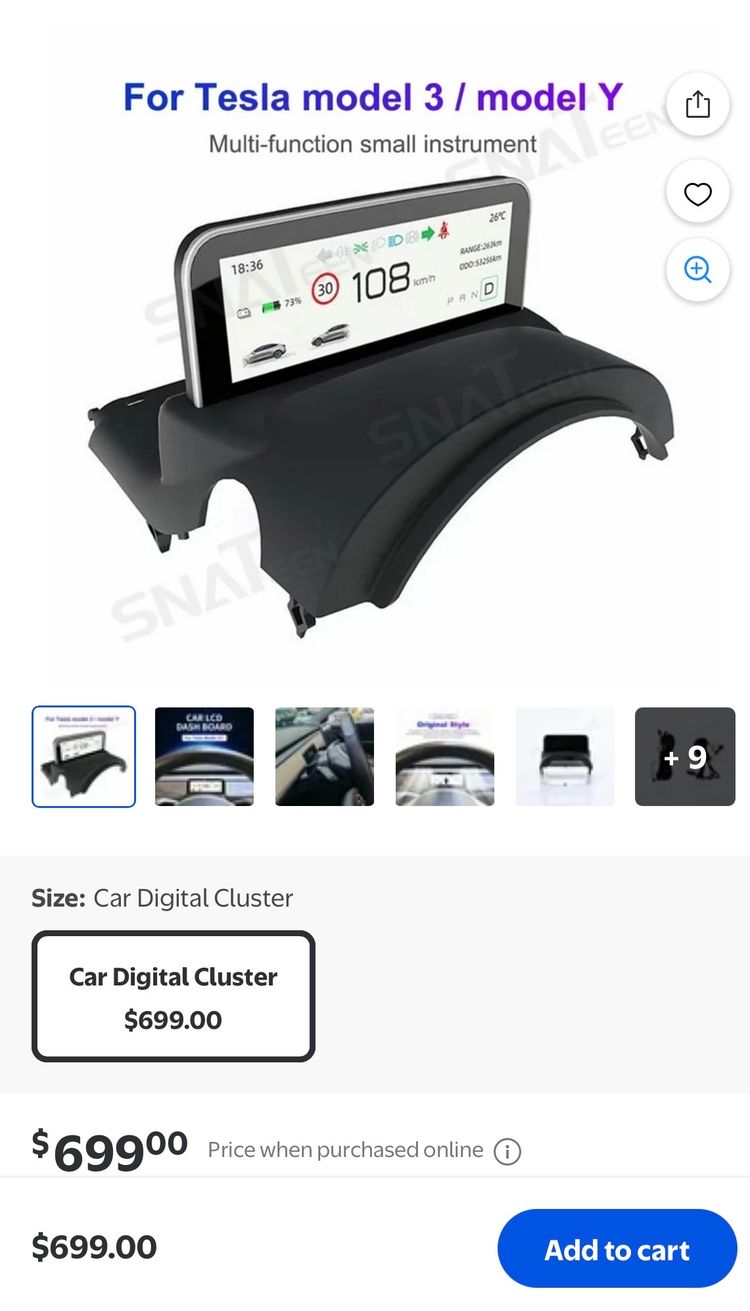 Immagine di SNATEEN Car Digital Cluster LCD Screen Instrument Panel for Tesla model 3 / model Y Virtual Cockpit Speedometer Dashboard Upgrade Universal Fit Car Accessorie 4