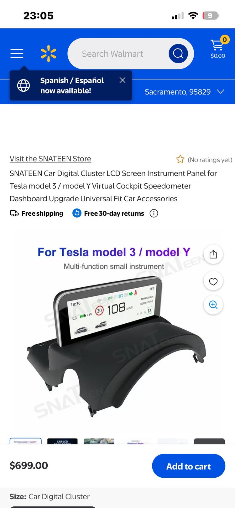 Immagine di SNATEEN Car Digital Cluster LCD Screen Instrument Panel for Tesla model 3 / model Y Virtual Cockpit Speedometer Dashboard Upgrade Universal Fit Car Accessorie 3