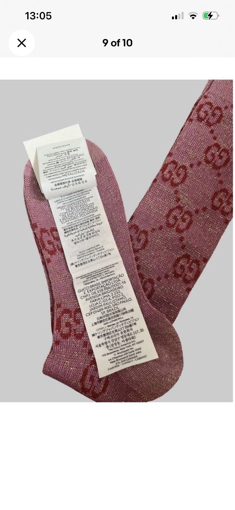 Gucci Pink Gg Logo knee high Socks size S 7