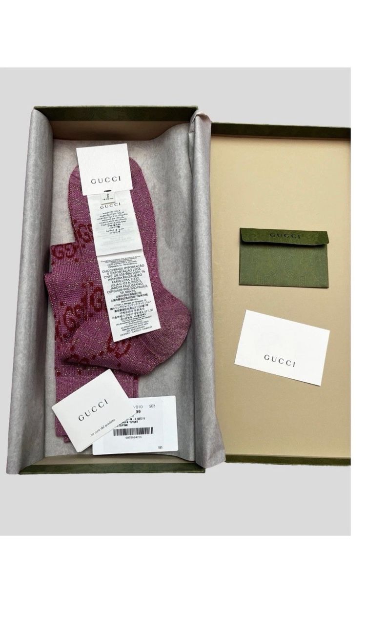 Gucci Pink Gg Logo knee high Socks size S 2
