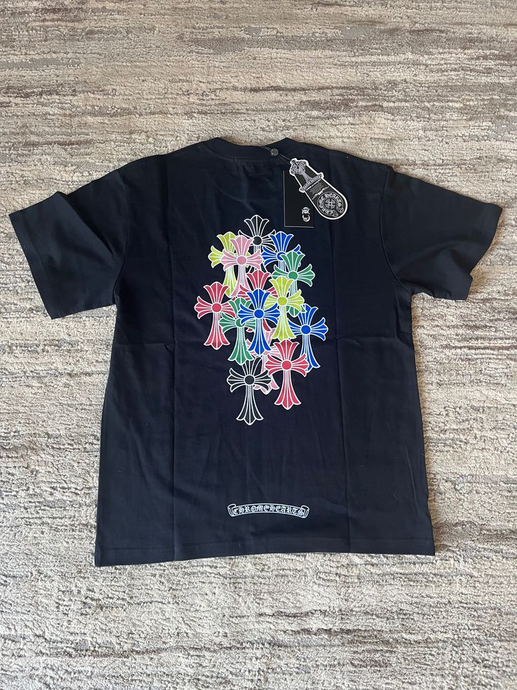 Chrome Hearts Black T-Shirt With Colorful Cross Design