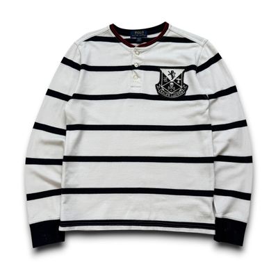 Ralph Lauren 2000's horizontal stripe embroidered Henley tee (XS)