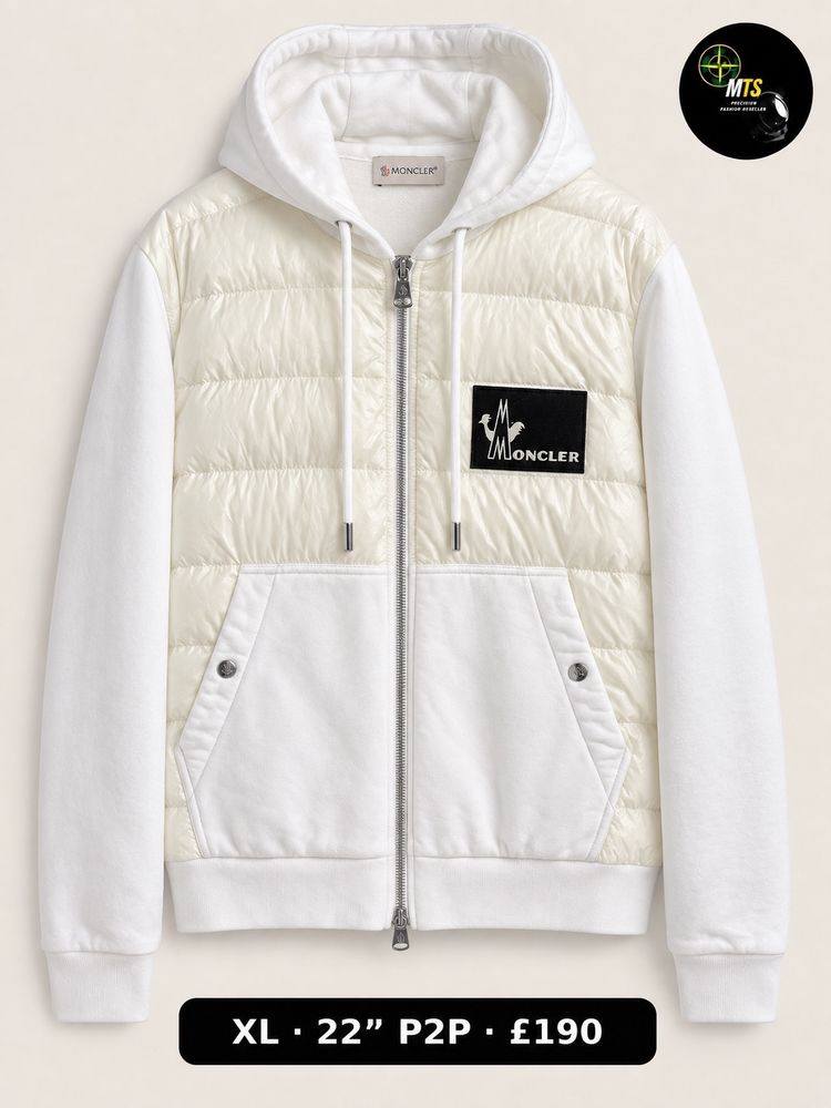 Immagine di 2504 Moncler White Hooded Jacket 22” p2p 1