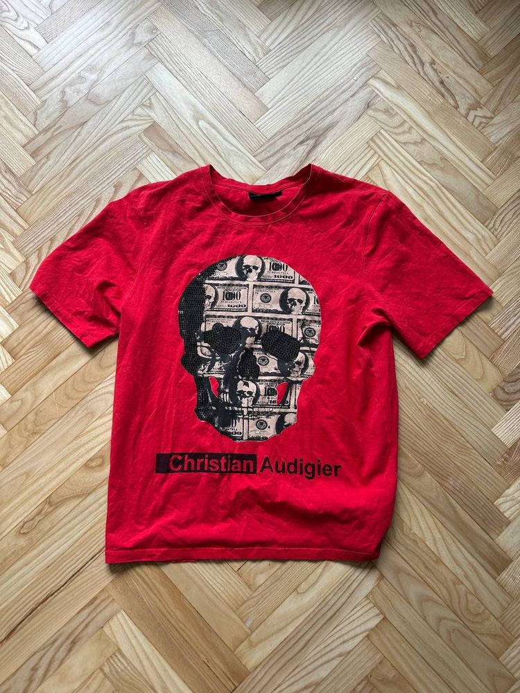 Christian Audigier Red Skull Graphic T-Shirt