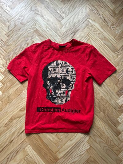 Christian Audigier Red Skull Graphic T-Shirt