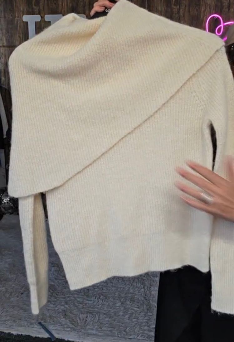 River island Cream Asymmetrical Knit Sweater