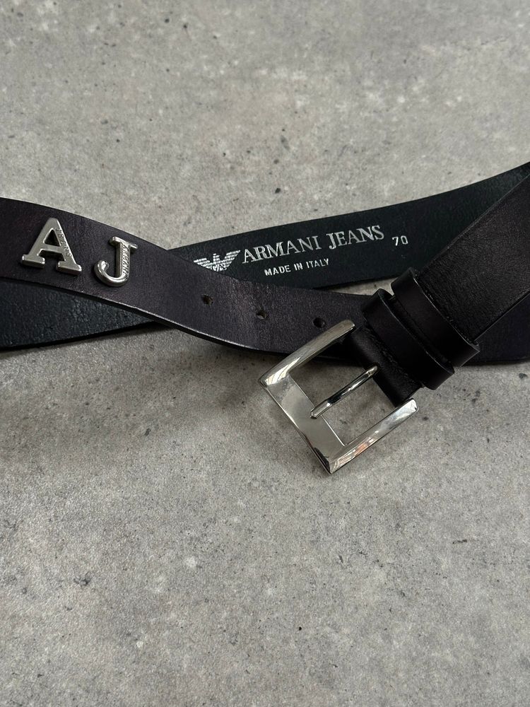 Armani Jeans 2000s Leather Logo Belt - W26-29 image 2