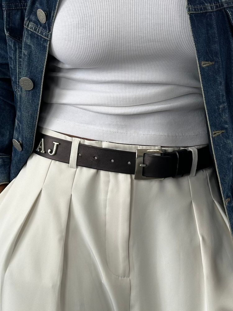 Armani Jeans 2000s Leather Logo Belt - W26-29 image 1