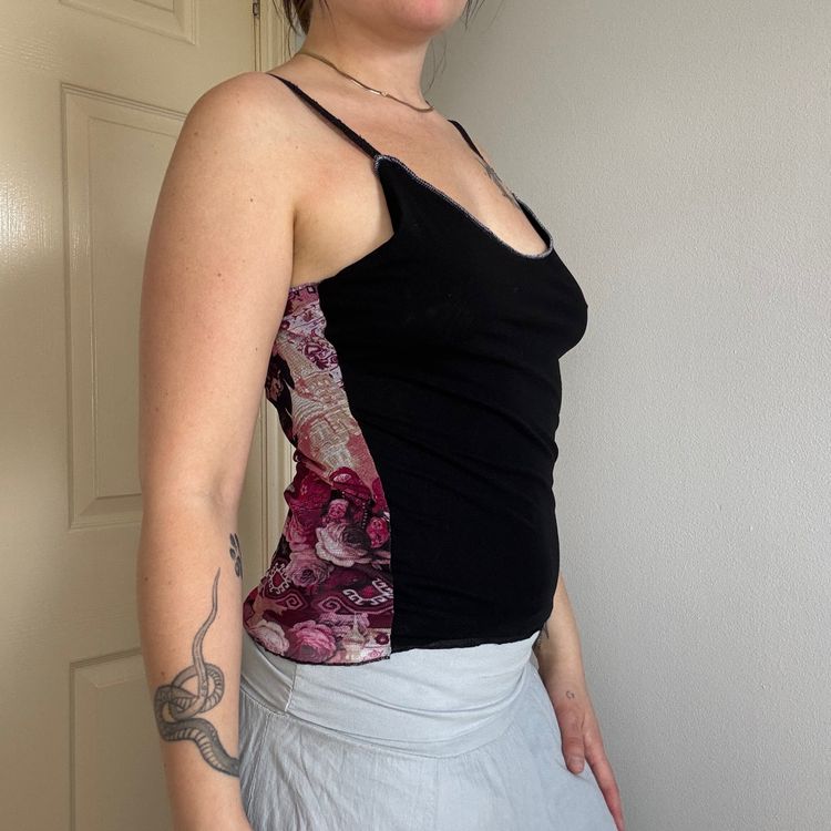 Black mesh Cami Top With Patterned back 4