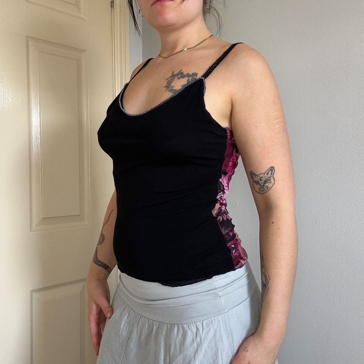 Black mesh Cami Top With Patterned back 2