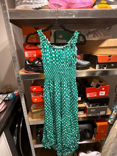 Green Polka Dot Sleeveless Dress
