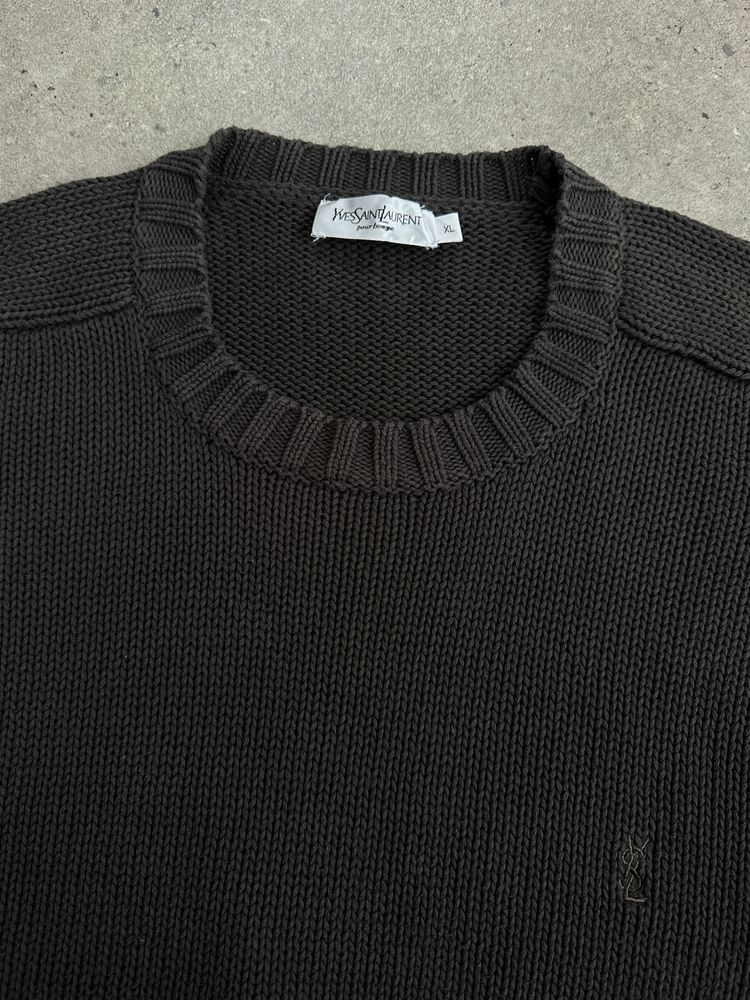 Yves Saint Laurent Pour Homme 2000s Pure Cotton Knit Logo Jumper - XL imagen 3