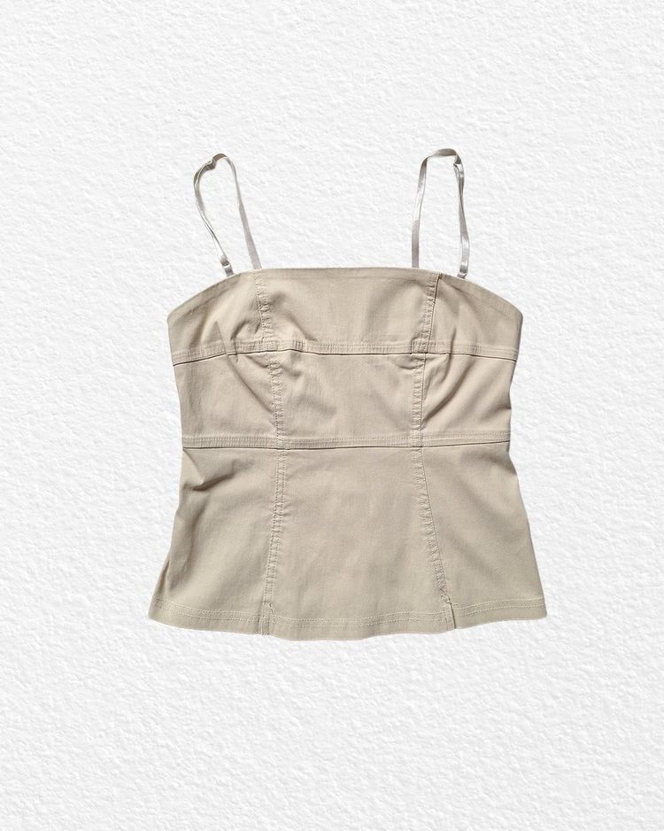 Cotton Beige Sleeveless Top