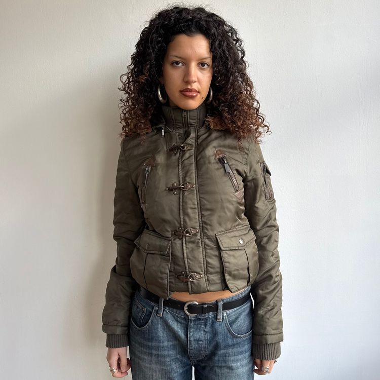 Khaki fireman’s clasp bomber - Size S/M