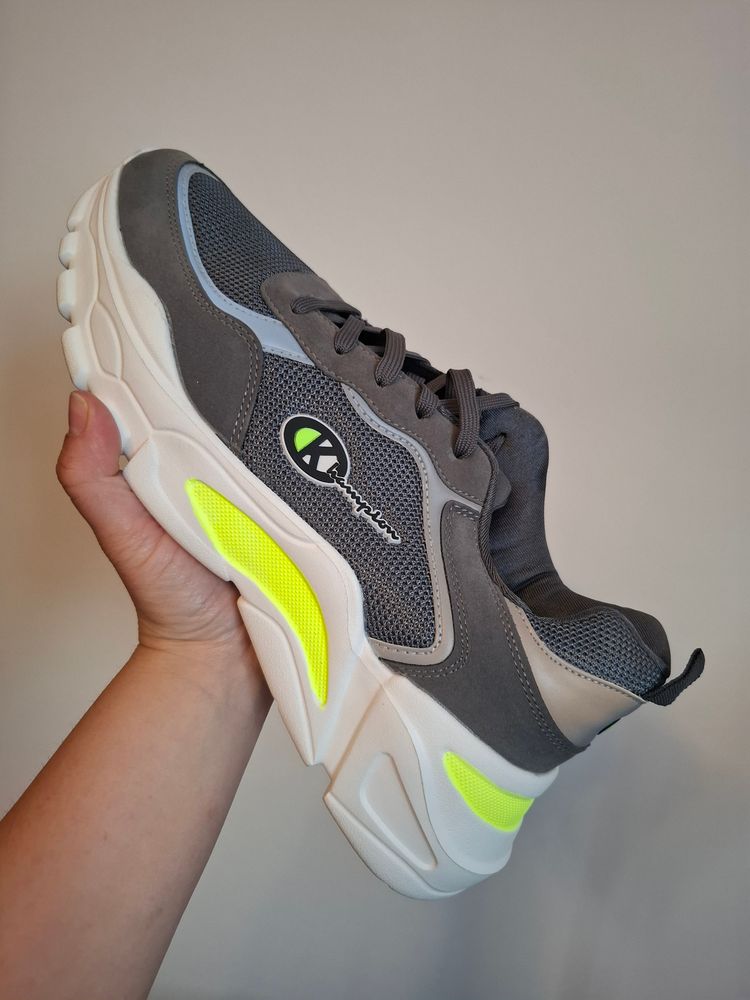 Grey And White Chunky Sneaker With Neon Yellow Accents Rozmiar 43 27,1cm 
