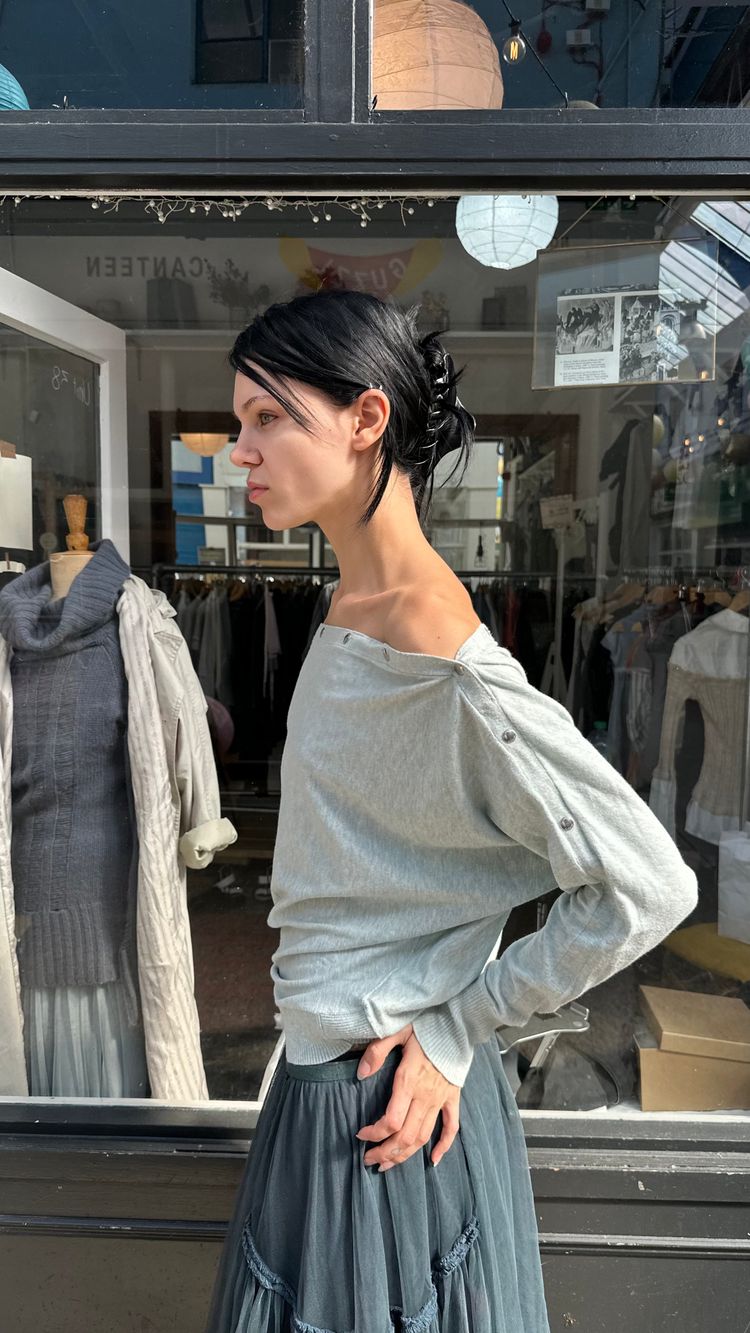 Immagine di All saints mint slouchy popper arm jumper 4