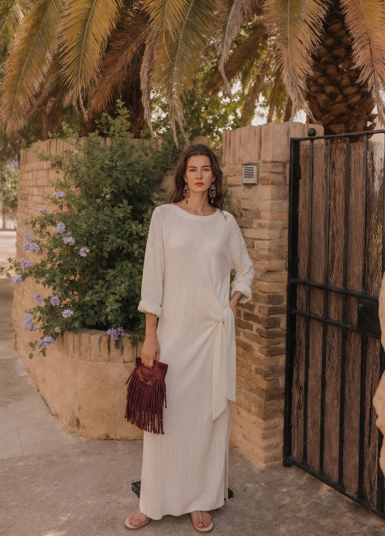 Long White Knit Dress