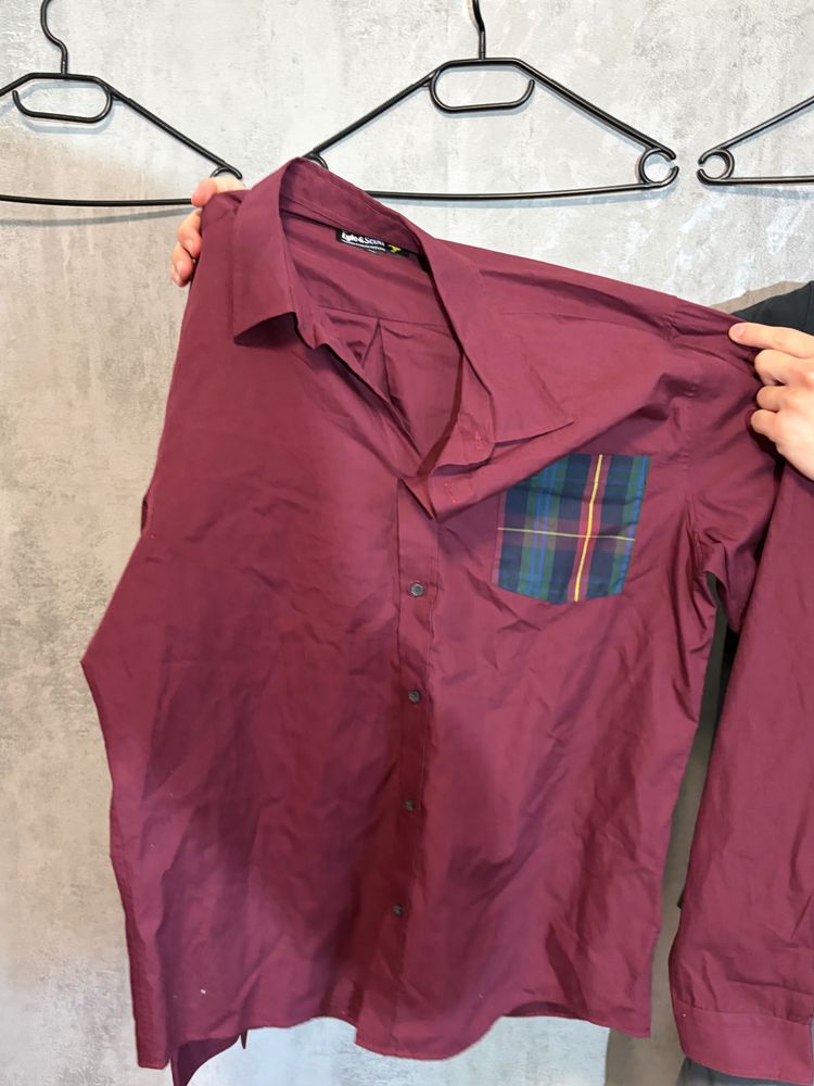Other Maroon Long Sleeve Shirt With Plaid Pocket imagen del producto