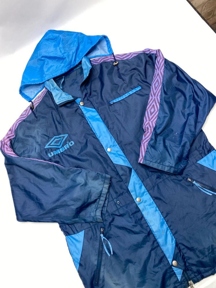 Vintage Umbro Navy Blue & Purple Hooded Windbreaker Jacket image 11