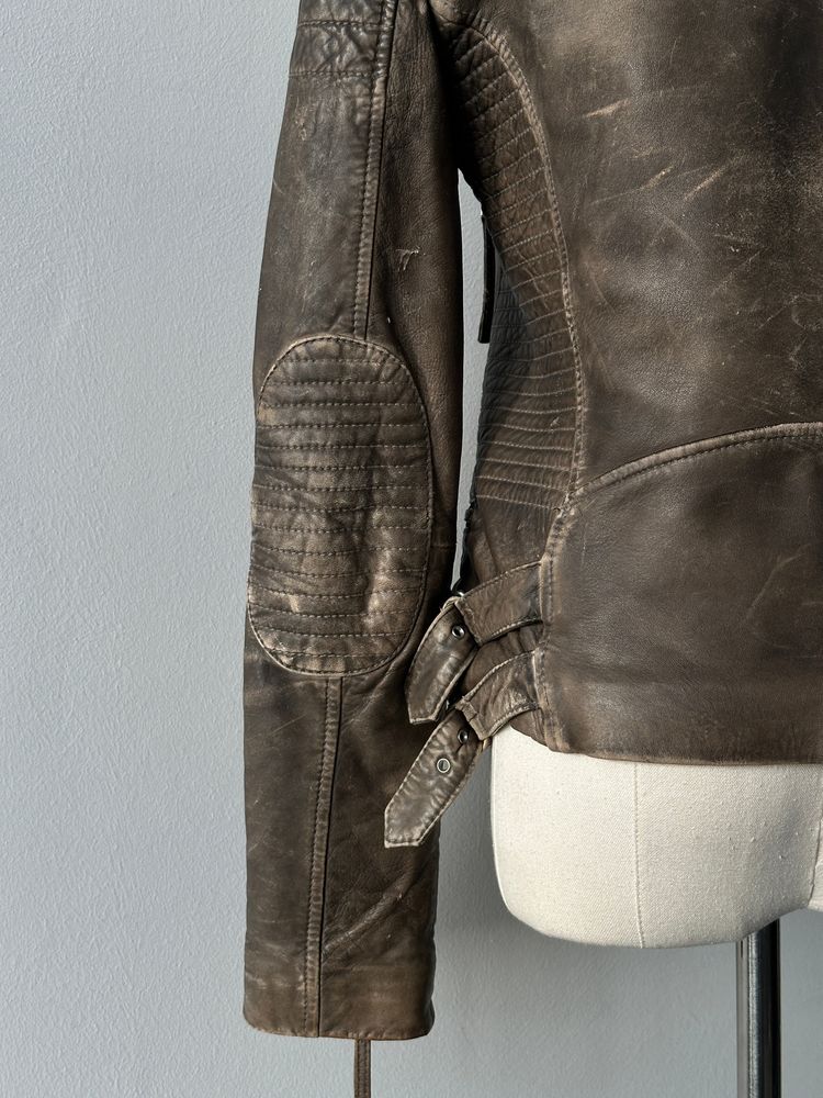 Whistles Distressed Leather Biker Jacket - S imagen 15