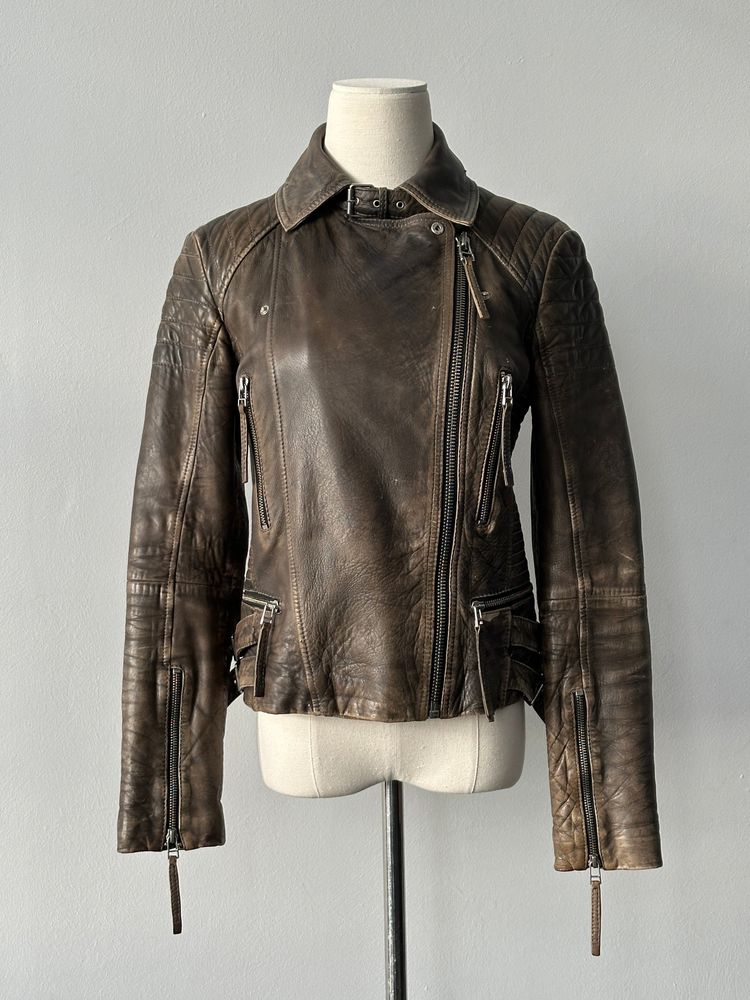 Whistles Distressed Leather Biker Jacket - S imagen 10